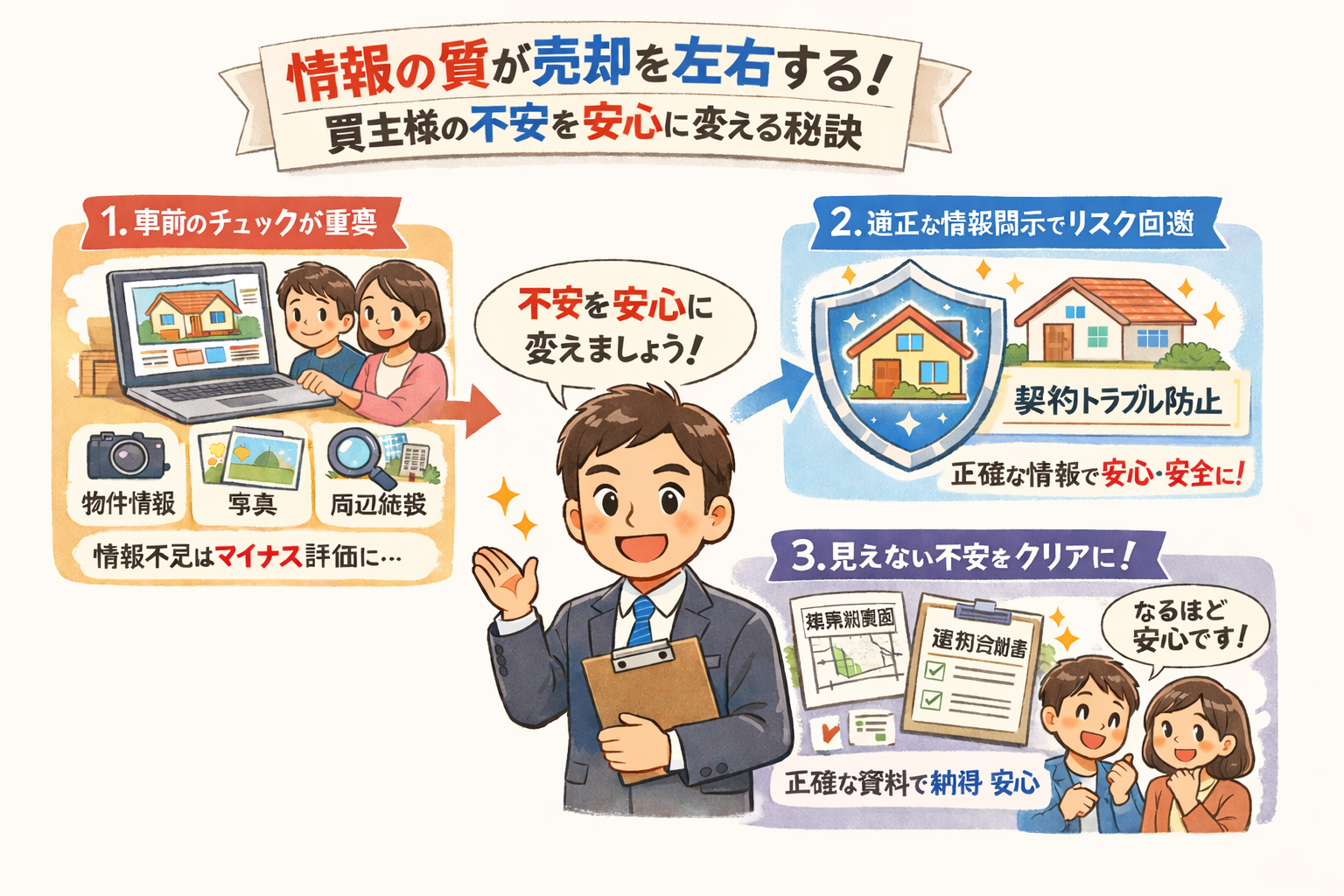 情報提供の「質」が売却を左右する。買主様の不安を「安心」に変える秘訣